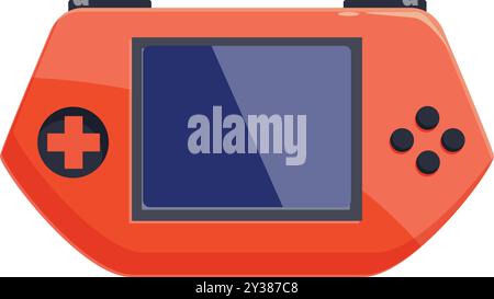 Console di gioco portatile rossa con schermo vuoto su sfondo bianco Illustrazione Vettoriale