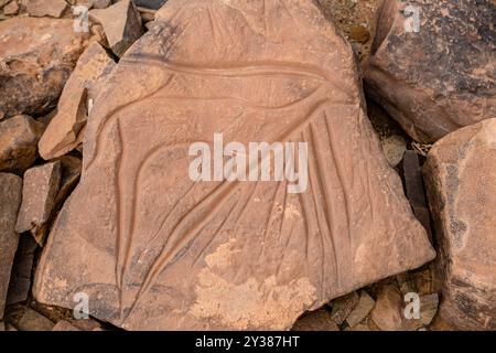 petroglyph, ungulato preistorico, deposito roccioso di Aint Ouazik, tardo Neolitico, Marocco, Africa Foto Stock