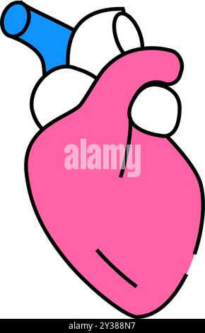 illustrazione a colori dell'icona dell'organo umano del cuore Illustrazione Vettoriale