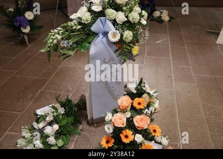 Torsby, Svezia. 13 settembre 2024. Il servizio funebre per l'allenatore di calcio Sven-Göran Eriksson nella chiesa di Fryksände a Torsby, Svezia, il 13 settembre 2024. Foto: Adam Ihse/TT/codice 9200 credito: TT News Agency/Alamy Live News Foto Stock