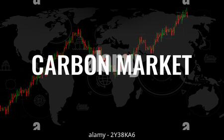 Concetto di mercato del carbonio. Tendenze globali del mercato del carbonio. Scambio del credito di carbonio. Scambio di compensazione del carbonio. Strategia di investimento sostenibile per le aziende Foto Stock