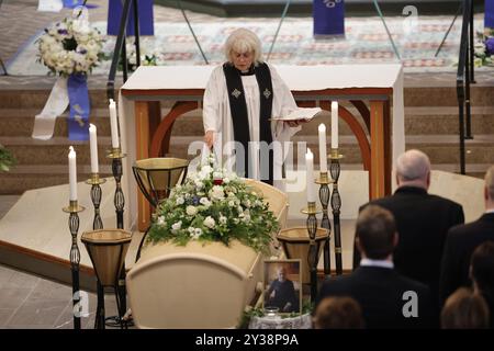 Torsby, Svezia. 13 settembre 2024. Il servizio funebre per l'allenatore di calcio Sven-Göran Eriksson nella chiesa di Fryksände a Torsby, Svezia, il 13 settembre 2024. Foto: Adam Ihse/TT/codice 9200 credito: TT News Agency/Alamy Live News Foto Stock