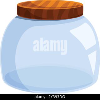 Questo vaso in vetro trasparente vuoto con coperchio in legno è perfetto per conservare biscotti, caramelle o altri dolcetti Illustrazione Vettoriale