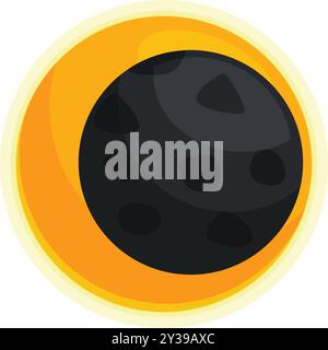 Pianeta oscuro con crateri che coprono parzialmente il sole incandescente, creando un effetto parziale di eclissi nello spazio Illustrazione Vettoriale