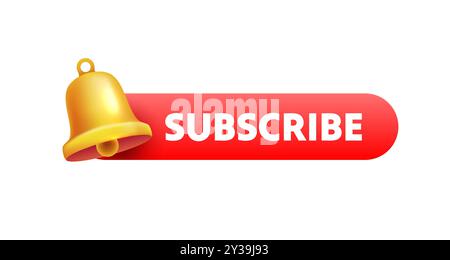 Iscriviti subito, notifica campanella per nuovi contenuti. Vettore Illustrazione Vettoriale