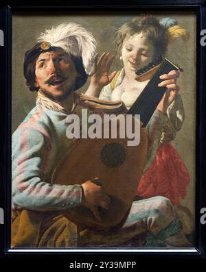 The Duet: Liuto Player and Singer, 1628, Hendrick ter BRUGGHEN, la Haye ou Utrecht (Pays-Bas), 1588 - Utrecht, 1629, Musée du Louvre, Parigi, Francia Foto Stock