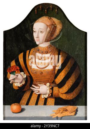 Anna di Cleves (1515-1557), Regina consorte d'Inghilterra (gennaio-luglio 1540), come quarta moglie di Enrico VIII, ritratto a olio su tavola di Barthel Bruyn il Vecchio, prima del 1599 Foto Stock