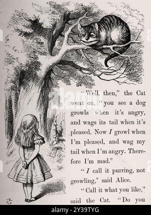 Lewis Carrol - Alice e la Cheshire Cat Art di John Tenniel for Alices Adventures in Wonderland by Lewis Carroll 1866 Foto Stock