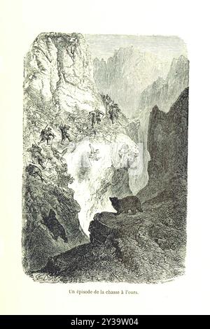 Chasse à l'Ours - immagine tratta da pagina 405 di 'Voyage aux Pyrénées ... Troisième édition illustrée par Gustave Doré' Foto Stock