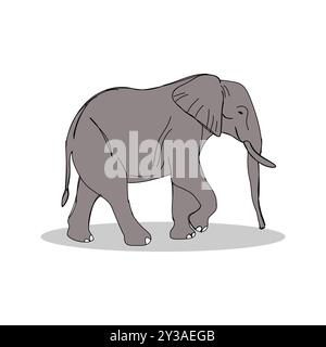 Illustrazione del vettore dell'elefante camminante Illustrazione Vettoriale