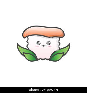 Illustrazione del vettore carino Sushi Cartoon Illustrazione Vettoriale