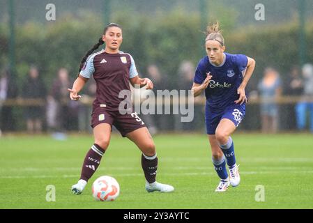 Everton FC vs Aston Villa FC amichevole pre-stagione. WALTON HALL PARK STADIUM, INGHILTERRA - 8 settembre 2024 Mayumi Pacheco dell'Aston Villa durante l'amichevole pre-stagione tra l'Everton FC e l'Aston Villa FC al Walton Hall Park Stadium il 4 settembre 2024 a Liverpool in Inghilterra. (Foto Alan Edwards) Foto Stock