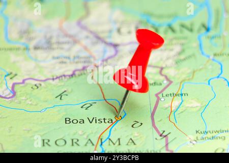 Boa Vista, pin Roraima sulla mappa Foto Stock