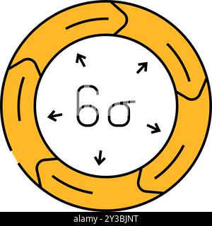 illustrazione a colori dell'icona del tecnico di produzione six sigma Illustrazione Vettoriale