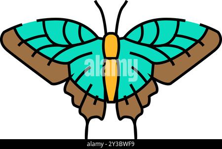 illustrazione a colori dell'icona estiva della tigre orientale Illustrazione Vettoriale