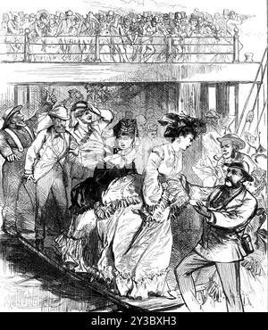 Festa dello Statuto: Margate Jetty, 1871. "La prima festa del primo lunedì di agosto, ai sensi del Bank Holidays Act, è stata osservata molto in generale... il nome di Sir John Lubbock e il primo lunedì di agosto d'ora in poi associerà piacevoli ricordi nella mente degli impiegati di banchieri, mediatori, commercianti, e i commercianti della città...la vacanza essendo stata saggiamente fissata per lunedì, un gran numero di coloro per i quali la misura è stata più particolarmente approvata sono stati in grado di lasciare la città il sabato pomeriggio, e quindi di garantire due giorni sereni nel paese. Ma sti Foto Stock