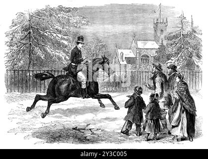 Un messaggero da Sandringham a Lynn Regis, 1871 anni. Il principe di Galles (poi Edoardo VII) subì - e sopravvisse - un attacco di febbre tifoide (la malattia di cui suo padre era morto 10 anni prima) mentre era nella sua casa a Sandringham nel Norfolk. I bollettini medici rilasciati dai medici di sua altezza reale tre o quattro volte al giorno venivano immediatamente telegrafati a Londra, c'era un ufficio telegrafico privato a Sandringham House, e le indagini sulle condizioni del Principe furono prontamente risposte con gli stessi mezzi. Ma i messaggi espressi venivano spesso inviati a Lynn su vari occ urgenti Foto Stock