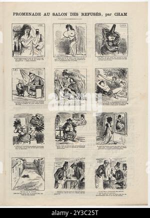 Promenade au Salon des Refusés.. Le Charivari, 08-06-1873, 1873. Collezione privata. Foto Stock