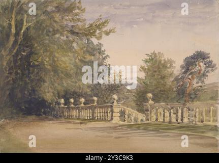 The Terrace, Haddon Hall, 1840. Informazioni aggiuntive: Haddon Hall, Derbyshire. Foto Stock