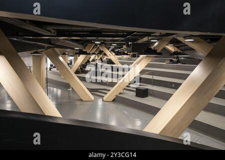 Piano rialzato, Biblioteca centrale Oodi e Centro culturale, progetto di ala Architects, Helsinki, Finlandia, Europa Foto Stock