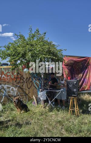 Germania, Berlino, 09.06.2024, domenica pomeriggio a Mauerpark, discoteca sotto l'albero, Europa Foto Stock