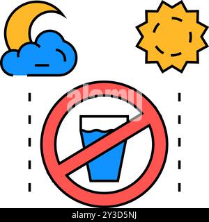 illustrazione a colori dell'icona della luna solare a digiuno Illustrazione Vettoriale