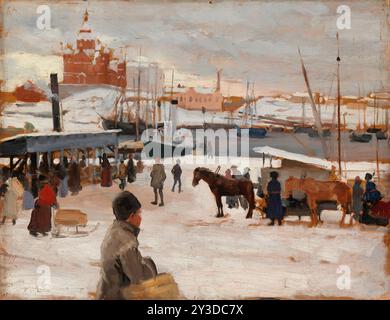 Giorno d'inverno presso la Piazza del mercato di Helsinki, studio; schizzo per il giorno d'inverno presso il mercato di Helsinki, 1889. Foto Stock