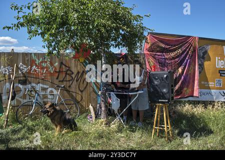 Germania, Berlino, 09.06.2024, domenica pomeriggio a Mauerpark, discoteca sotto l'albero, Europa Foto Stock