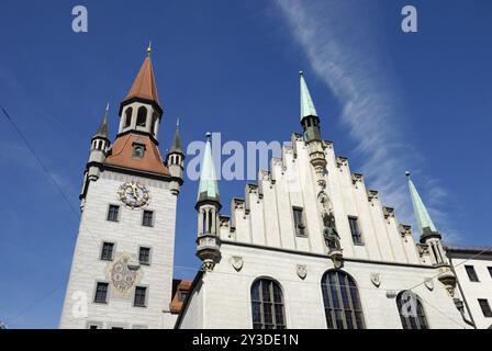 Vecchio municipio in Marienplatz, Monaco Foto Stock