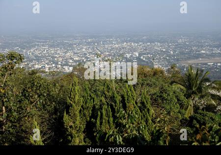 Vista da Doi Suthep, Chiang mai, Thailandia, Asia Foto Stock