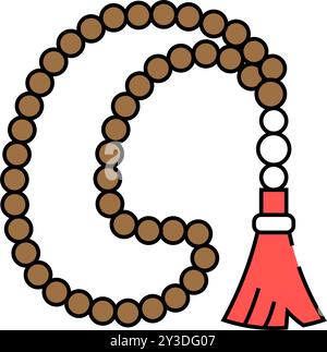 illustrazione a colori delle perline di preghiera misbaha Illustrazione Vettoriale