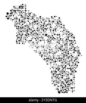 Mappa dei simboli della Provincia la Rioja (Argentina) che mostra il territorio con un modello di cerchi neri distribuiti casualmente di diverse dimensioni Illustrazione Vettoriale