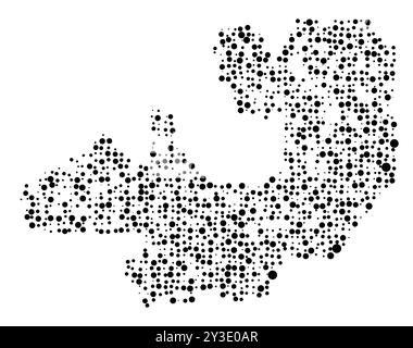 Mappa dei simboli della Provincia di Salta (Argentina) che mostra il territorio con un modello di cerchi neri distribuiti casualmente di diverse dimensioni Illustrazione Vettoriale