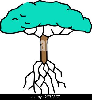 illustrazione a colori dell'icona dell'albero di mangrovie Illustrazione Vettoriale