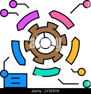 illustrazione a colori dell'icona dell'analista di gestione delle modifiche Illustrazione Vettoriale
