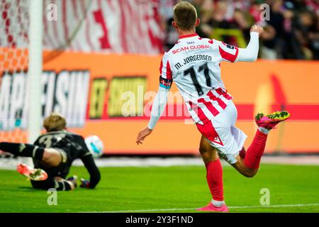 Aalborg, Danimarca. 13 settembre 2024. Superliga match tra AAB e Lyngby Boldklub all'Aalborg Portland Park venerdì 13 settembre 2024. (Foto: Henning Bagger/Scanpix 2024) credito: Ritzau/Alamy Live News Foto Stock