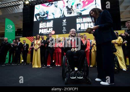 Bruxelles, Belgio. 13 settembre 2024. Maxime Carabin nella foto durante una cerimonia organizzata dal comitato olimpico belga BOIC-COIB per gli atleti del Team Belgium en Paralympic Team Belgium in vista della 48a edizione del Memorial Van Damme di atletica leggera a Bruxelles, venerdì 13 settembre 2024. L'Allianz Memorial Van Damme Diamond League Meeting 2024 si svolge il 13 e 14 settembre 2O24. BELGA FOTO KRISTOF VAN ACCOM credito: Belga News Agency/Alamy Live News Foto Stock