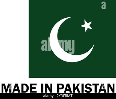 Made in Pakistan, Made in Pakistan, cartello di fabbricazione, icona prodotto, icona Made in Pakistan, Made in Pakistan with Flag Illustrazione Vettoriale