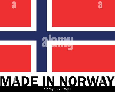 Made in Norway, Made in Norway, cartello di produzione, icona prodotto, icona Made in Norway, Made in Norway with Flag Illustrazione Vettoriale