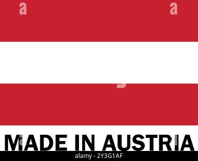 Made in Austria, Made in Austria, cartello di produzione, icona prodotto, icona Made in Austria, Made in Austria con bandiera Illustrazione Vettoriale