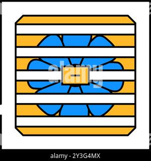 illustrazione a colori dell'icona dell'interno del bagno del ventilatore del bagno Illustrazione Vettoriale