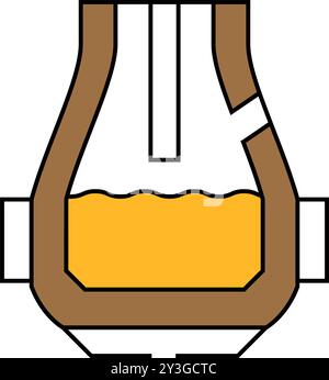 illustrazione a colori dell'icona di produzione dell'acciaio per forni a ossigeno di base Illustrazione Vettoriale