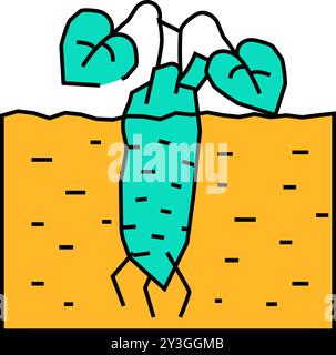 illustrazione del colore dell'icona wasabi della pianta radice Illustrazione Vettoriale