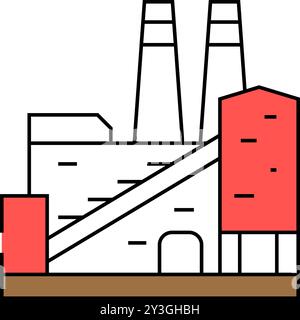 illustrazione a colori dell'icona di produzione dell'acciaio per impianti di cokaggio Illustrazione Vettoriale