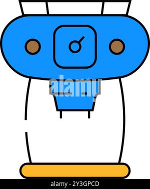 illustrazione a colori dell'icona della macchina da caffè vintage Illustrazione Vettoriale