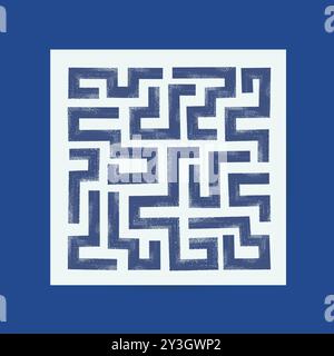 Labirinto di pennelli astratti, linee a labirinto, tratti. Modello per banner, poster, volantini e oggetti sfusi disegnati a mano. Illustrazione Vettoriale