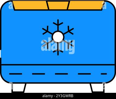 illustrazione a colori dell'icona dei componenti elettronici del congelatore Illustrazione Vettoriale