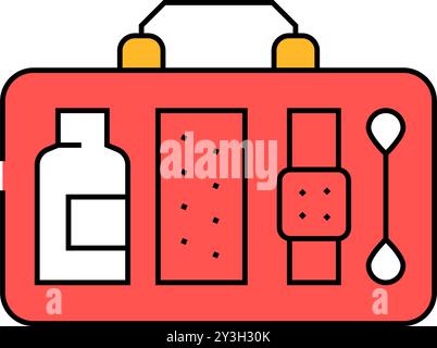 illustrazione a colori dell'icona del kit di pronto soccorso Illustrazione Vettoriale