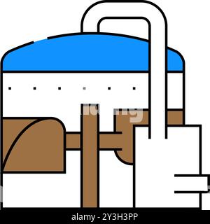 illustrazione a colori dell'icona del serbatoio di metano o dell'impianto di biogas, del digestore o del reattore Illustrazione Vettoriale