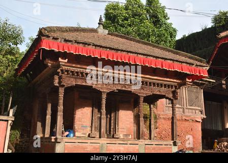 Hanuman Dhoka Durbar Square, situato nel cuore di Kathmandu, Nepal, è un'affascinante testimonianza della ricca storia e cultura di Kathmandu Foto Stock